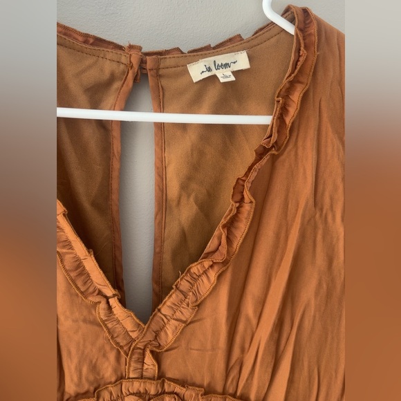 Rust Orange Ruffled V-Neck Dress - Picture 3 of 4